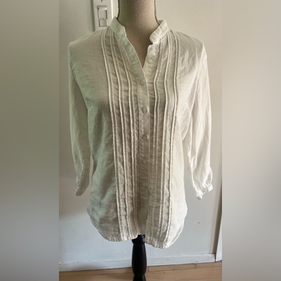 Jones New York Women’s White Linen Button-Up Medium - Picture 1 of 6